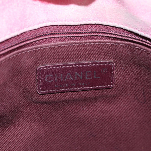 CHANEL Embroidery Shoulder Bag Suede Pink CC Auth 120175SAV
