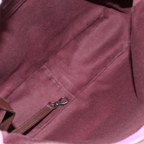 CHANEL Embroidery Shoulder Bag Suede Pink CC Auth 120175AM