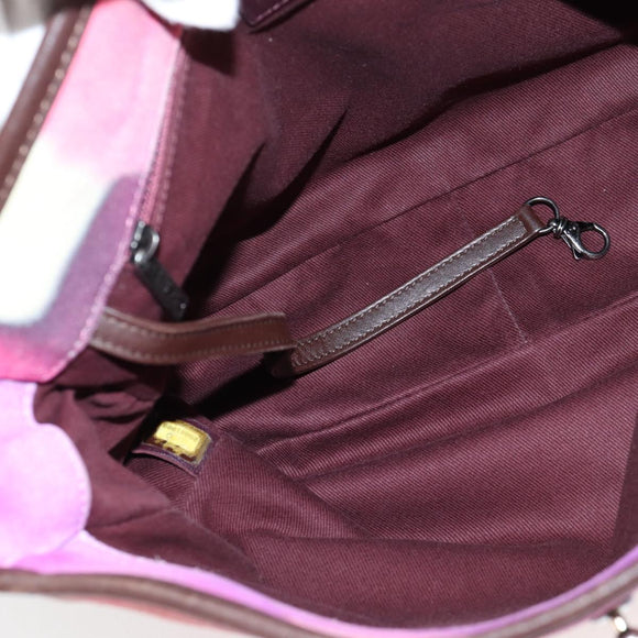 CHANEL Embroidery Shoulder Bag Suede Pink CC Auth 120175AM