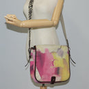 CHANEL Embroidery Shoulder Bag Suede Pink CC Auth 120175SAV-30