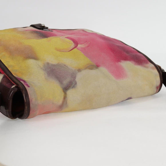 CHANEL Embroidery Shoulder Bag Suede Pink CC Auth 120175AM