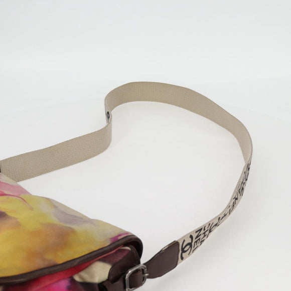 CHANEL Embroidery Shoulder Bag Suede Pink CC Auth 120175AM