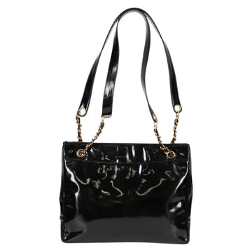 CHANEL Matelasse Tote Bag Patent leather Black Gold CC Auth 120184 - 0