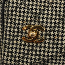 CHANEL Matelasse Chain Shoulder Bag Canvas White Black CC Auth 120186-17