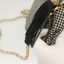 CHANEL Matelasse Chain Shoulder Bag Canvas White Black CC Auth 120186-10