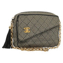 CHANEL Matelasse Chain Shoulder Bag Canvas White Black CC Auth 120186-1