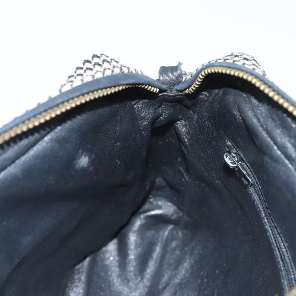 CHANEL Matelasse Chain Shoulder Bag Canvas White Black CC Auth 120186