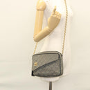 CHANEL Matelasse Chain Shoulder Bag Canvas White Black CC Auth 120186-24