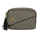 CHANEL Matelasse Chain Shoulder Bag Canvas White Black CC Auth 120186V-13