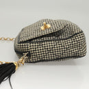 CHANEL Matelasse Chain Shoulder Bag Canvas White Black CC Auth 120186V-4