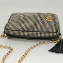 CHANEL Matelasse Chain Shoulder Bag Canvas White Black CC Auth 120186V-6