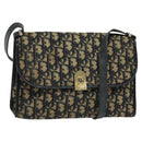 Christian Dior Trotter Canvas Shoulder Bag Navy Gold Auth 120192-1