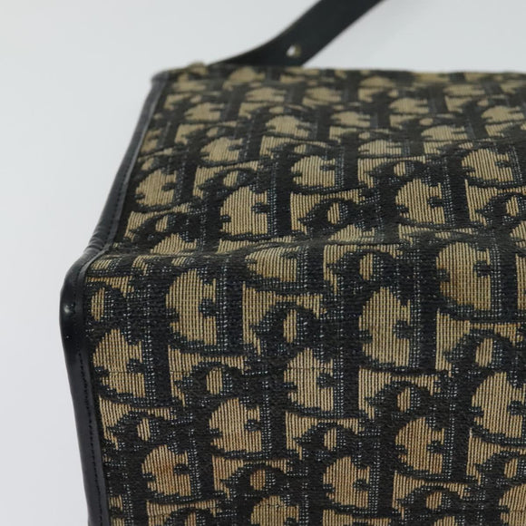 Christian Dior Trotter Canvas Shoulder Bag Navy Gold Auth 120192