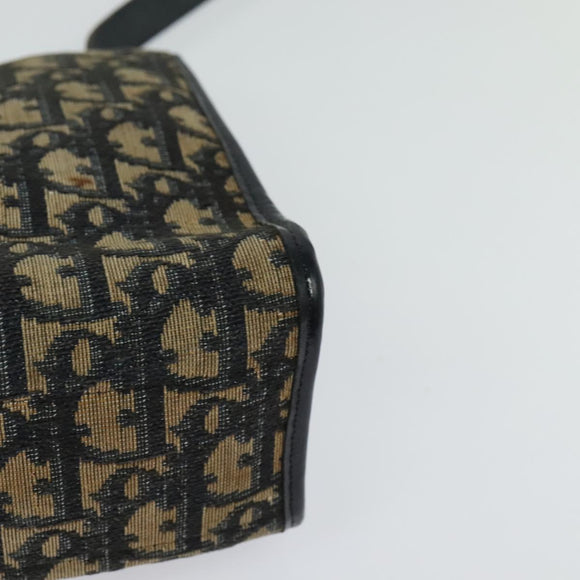 Christian Dior Trotter Canvas Shoulder Bag Navy Gold Auth 120192