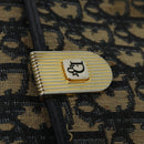 Christian Dior Trotter Canvas Shoulder Bag Navy Gold Auth 120192-18