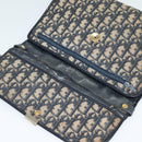 Christian Dior Trotter Canvas Shoulder Bag Navy Gold Auth 120192-9