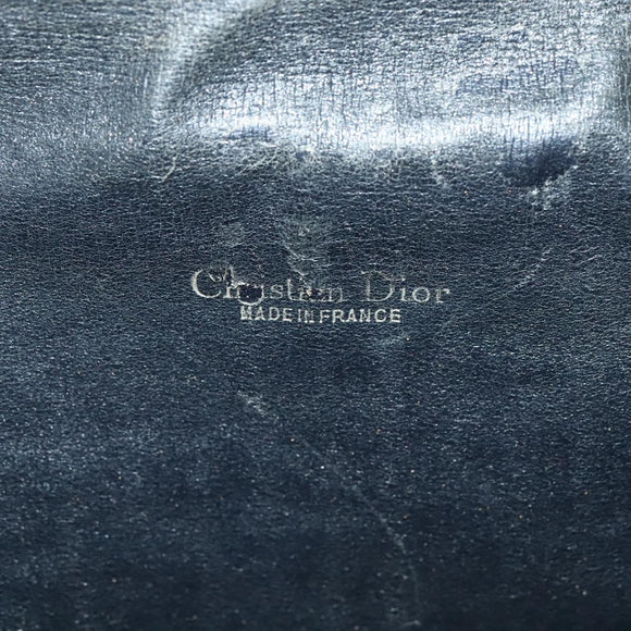 Christian Dior Trotter Canvas Shoulder Bag Navy Gold Auth 120192