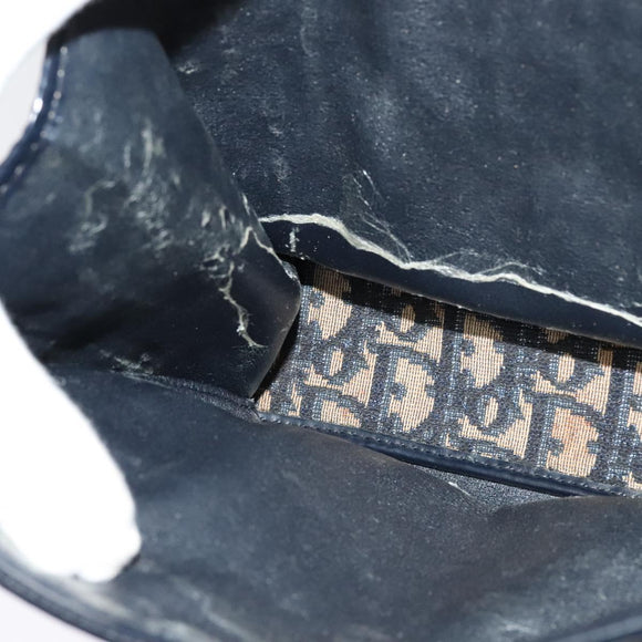 Christian Dior Trotter Canvas Shoulder Bag Navy Gold Auth 120192