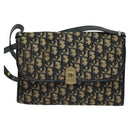 Christian Dior Trotter Canvas Shoulder Bag Navy Gold Auth 120192-13