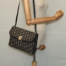 Christian Dior Trotter Canvas Shoulder Bag Navy Gold Auth 120192-21