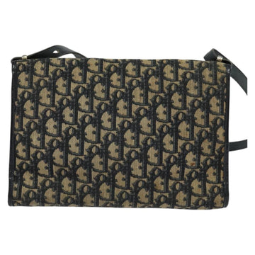 Christian Dior Trotter Canvas Shoulder Bag Navy Gold Auth 120192 - 0