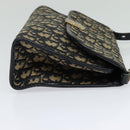 Christian Dior Trotter Canvas Shoulder Bag Navy Gold Auth 120192-4