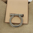 Salvatore Ferragamo Gancini Shoulder Bag Canvas Leather Beige Auth 120194-10