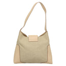 Salvatore Ferragamo Gancini Shoulder Bag Canvas Leather Beige Auth 120194-2