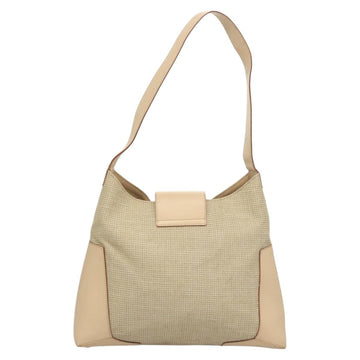 Salvatore Ferragamo Gancini Shoulder Bag Canvas Leather Beige Auth 120194 - 0