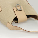 Salvatore Ferragamo Gancini Shoulder Bag Canvas Leather Beige Auth 120194-6