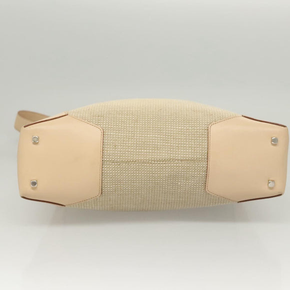 Salvatore Ferragamo Gancini Shoulder Bag Canvas Leather Beige Auth 120194