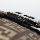 FENDI Zucchino Canvas Shoulder Bag Black Brown Silver Auth 120201-14