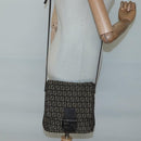 FENDI Zucchino Canvas Shoulder Bag Black Brown Silver Auth 120201-21