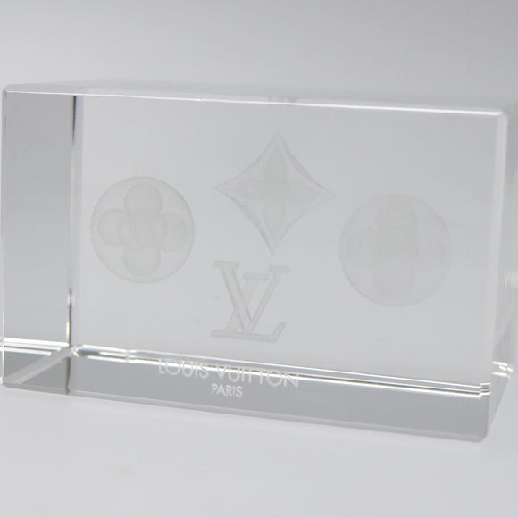 LOUIS VUITTON Paper Weight Glass Clear LV Auth 120233