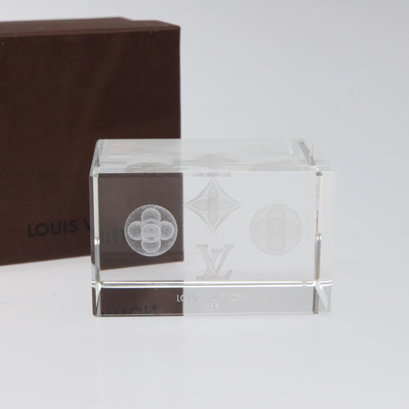 LOUIS VUITTON Paper Weight Glass Clear LV Auth 120233