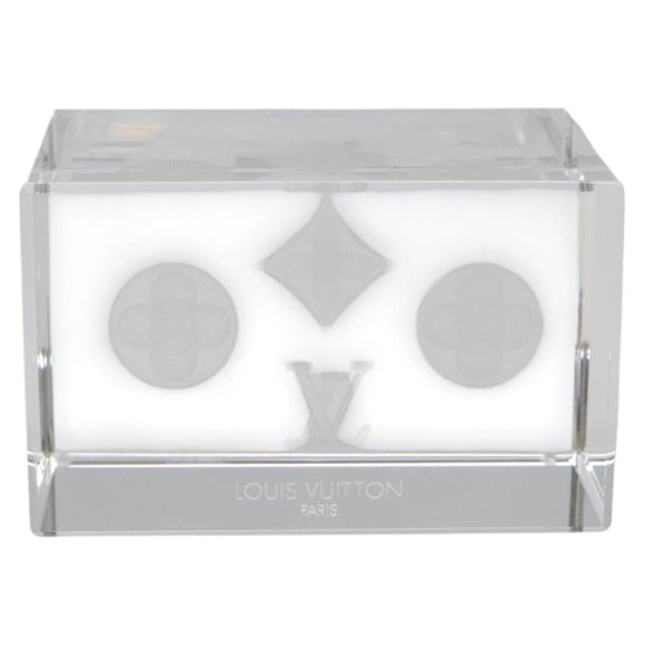 LOUIS VUITTON Paper Weight Glass Clear LV Auth 120233