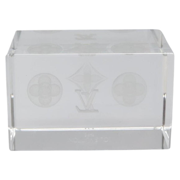 LOUIS VUITTON Paper Weight Glass Clear LV Auth 120233