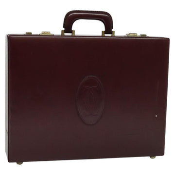 CARTIER Trunk Leather Red Gold Auth 120248