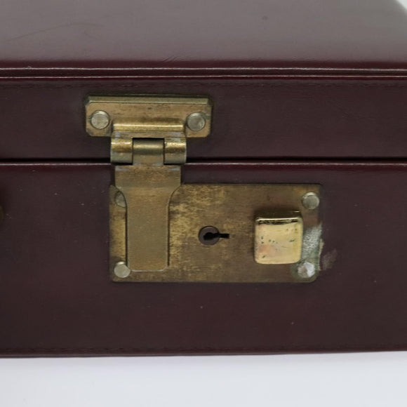 CARTIER Trunk Leather Red Gold Auth 120248