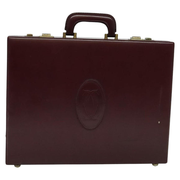 CARTIER Trunk Leather Red Gold Auth 120248