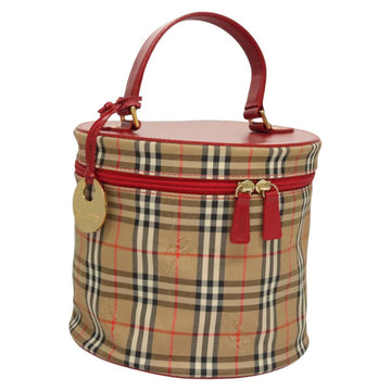 Burberrys Nova Check Pouch Canvas Beige Gold Auth 120260