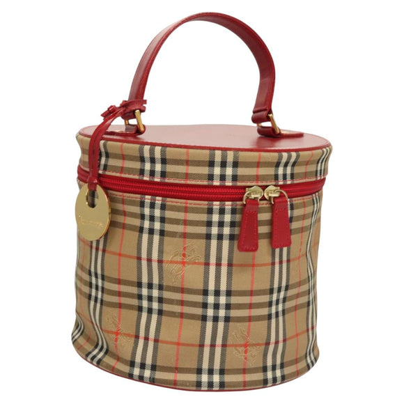 Burberrys Nova Check Pouch Canvas Beige Gold Auth 120260