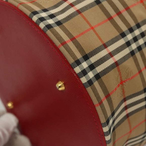 Burberrys Nova Check Pouch Canvas Beige Gold Auth 120260