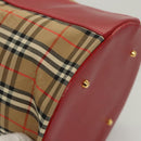 Burberrys Nova Check Pouch Canvas Beige Gold Auth 120260-15