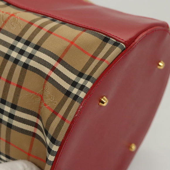 Burberrys Nova Check Pouch Canvas Beige Gold Auth 120260