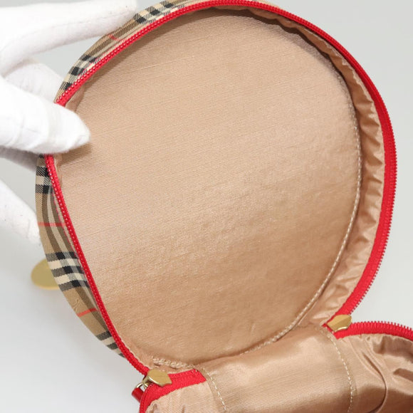 Burberrys Nova Check Pouch Canvas Beige Gold Auth 120260