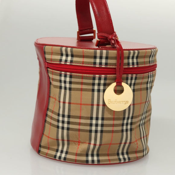 Burberrys Nova Check Pouch Canvas Beige Gold Auth 120260