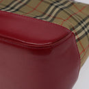 Burberrys Nova Check Hand Bag Canvas Beige Gold Auth 120345-15