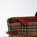 Burberrys Nova Check Hand Bag Canvas Beige Gold Auth 120345-17