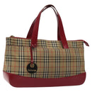 Burberrys Nova Check Hand Bag Canvas Beige Gold Auth 120345-1